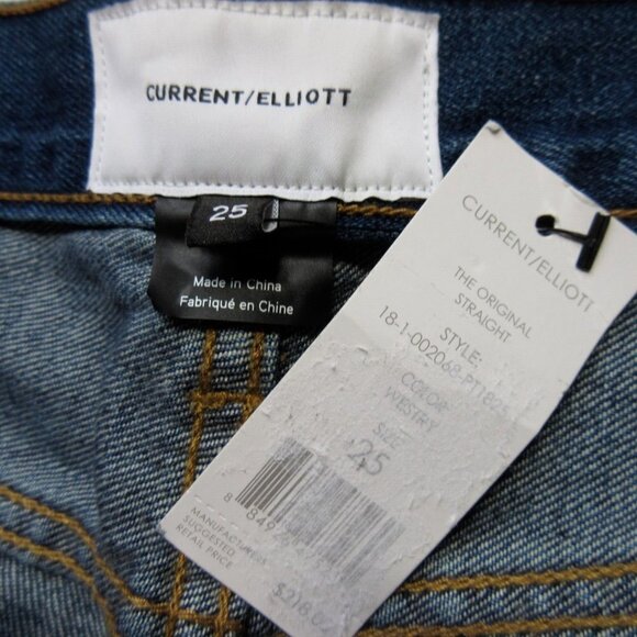 NWT Current/Elliott The Original Straight in Westry Non-stretch Crop Jeans 25 - Picture 5 of 8